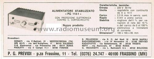 Stabilized DC Power Supply PG114.1; Previdi, P.G.; (ID = 2747387) A-courant