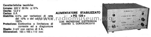 Alimentatore Stabilizzato - Stabilized DC Power Supply PG 126; Previdi, P.G.; (ID = 2487449) A-courant