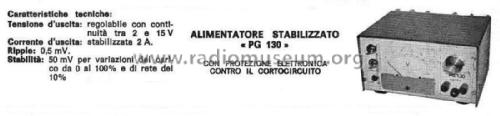 Alimentatore Stabilizzato - Stabilized DC Power Supply PG 130; Previdi, P.G.; (ID = 2487448) Aliment.