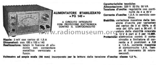 Alimentatore Stabilizzato - Stabilized DC Power Supply PG 140; Previdi, P.G.; (ID = 2487447) Aliment.