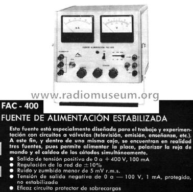 Fuente Alimentación FAC-400; Promax; Barcelona (ID = 750487) Equipment