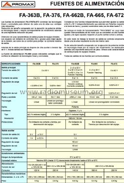 Fuente de Alimentación FA-672; Promax; Barcelona (ID = 2430061) Power-S