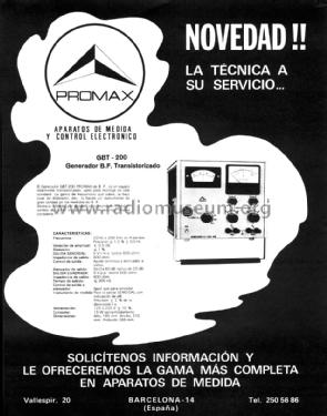 Generador BF GBT-200; Promax; Barcelona (ID = 1344408) Equipment