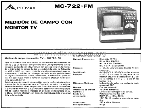 Medidor de Campo MC-722-FM; Promax; Barcelona (ID = 2249534) Equipment