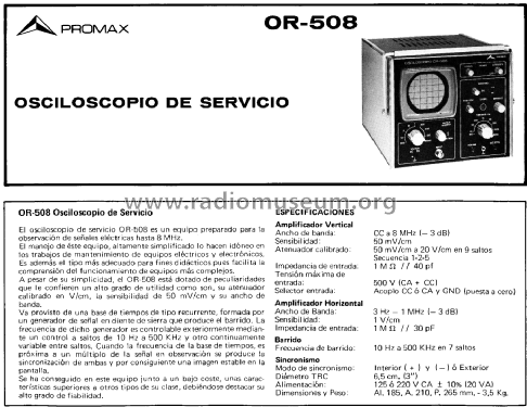 Osciloscopio OR-508; Promax; Barcelona (ID = 2249786) Equipment