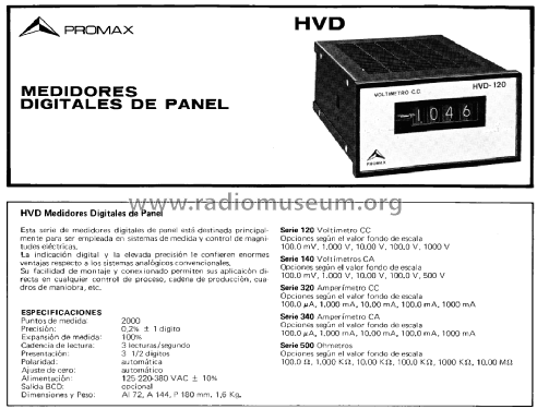 Voltímetro Electrónico HVD-120 Serie CC Panel; Promax; Barcelona (ID = 2249555) Equipment