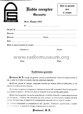 Comos 1931; Protasoni; Madrid (ID = 1712781) Radio