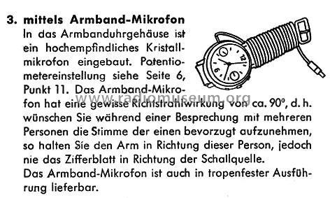 Minifon Armband-Mikrofon - Wrist watch microphone Katalog Nr. 505; Protona, R. Stach; (ID = 2105529) Microphone/PU