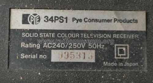 Series 85 34PS1 Ch= PYE-3; Pye Industries Ltd (ID = 2594407) Télévision