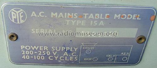 15A; Pye Ltd., Radio (ID = 1186735) Radio