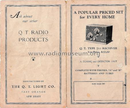 Q-T Receiver Type 710; Q. T. Light Company, (ID = 2867684) Radio