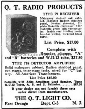 Receiver Type 79; Q. T. Light Company, (ID = 2866101) Radio