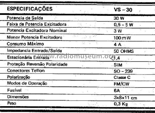 Amplificador Linear VHF VS-30; Quantum Indústria de (ID = 1890313) RF-Ampl.