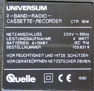 2-Band-Radio-Cassette-Recorder Universum CTR 1014; QUELLE GmbH (ID = 2050786) Reg-Riprod