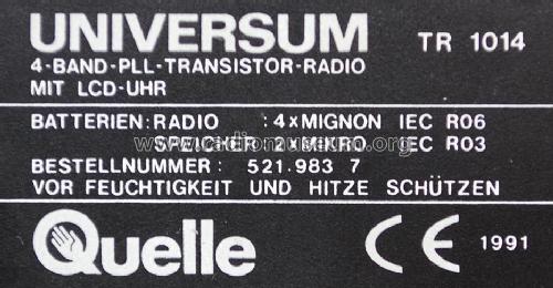 4-Band-PLL-Transistor-Radio mit LCD Uhr Universum TR 1014; QUELLE GmbH (ID = 1791968) Radio