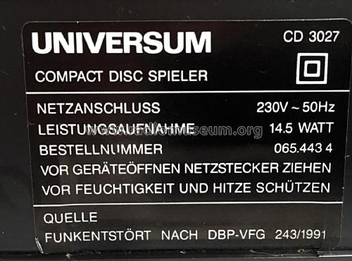 Compact Disc Player CD3027 ; QUELLE GmbH (ID = 2415550) Ampl/Mixer