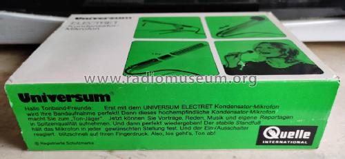 Universum Electret Kondensator-Mikrofon Best.-Nr: 21988 / L 037/113; QUELLE GmbH (ID = 2670404) Microphone/PU