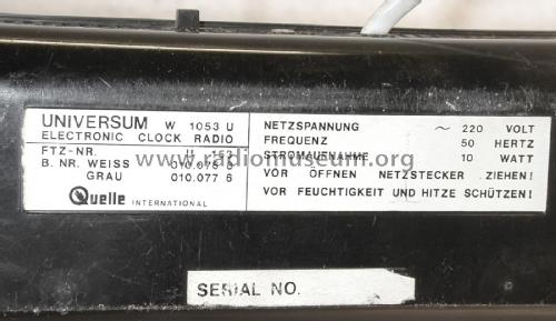 electronic clock radio W1053U; QUELLE GmbH (ID = 2406311) Radio
