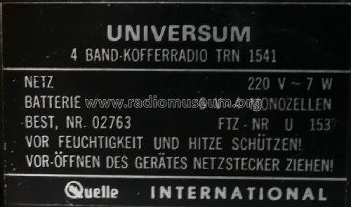 Kofferradio - 4 Band TRN1541, Best. Nr. 02763; QUELLE GmbH (ID = 628338) Radio