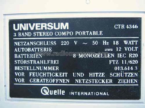 Portable Stereo Compo CTR-4346; QUELLE GmbH (ID = 752818) Radio