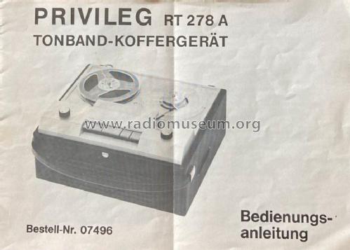 Privileg Tonband-Koffergerät RT278A Bestell-Nr. 07496; QUELLE GmbH (ID = 3015939) R-Player
