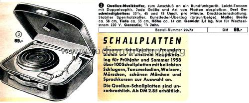 Quellux Musikkoffer ; QUELLE GmbH (ID = 2826860) R-Player