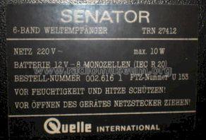 Senator 6-Band Deluxe Weltempfänger RP8550 TRN 27412, Bestell Nr. 002.616 1; QUELLE GmbH (ID = 1201249) Radio