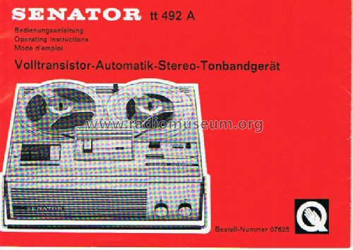 Senator Volltransistor Automatic Stereo Tonband TT492A- Bestell Nr.07625; QUELLE GmbH (ID = 1973314) R-Player