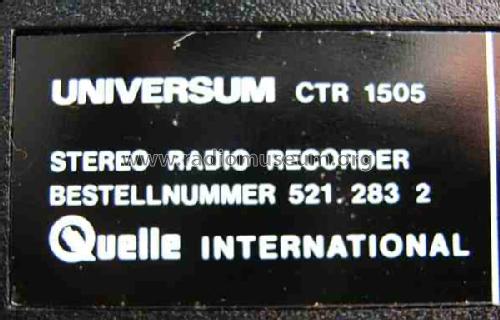 Stereo Radiorecorder CTR 1505; QUELLE GmbH (ID = 480433) Radio