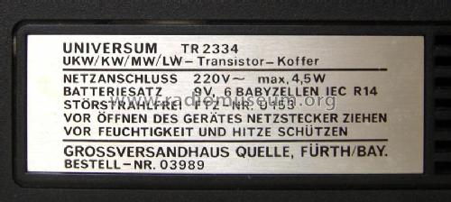 Transistor Koffer TR2334; QUELLE GmbH (ID = 1752052) Radio