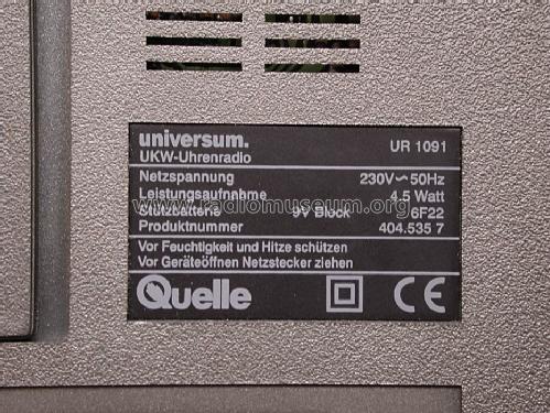 UKW-Uhrenradio UR 1091 ; QUELLE GmbH (ID = 1573324) Radio