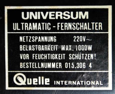 Ultramatic-Fernschalter Quelle Best.-Nr.: 015.306.4; QUELLE GmbH (ID = 1303918) Misc