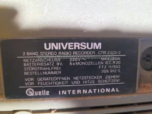 Universum 2 Band Stereo Radio Recorder CTR 2323-2 Bestellnummer: 209.912 5; QUELLE GmbH (ID = 2873156) Radio