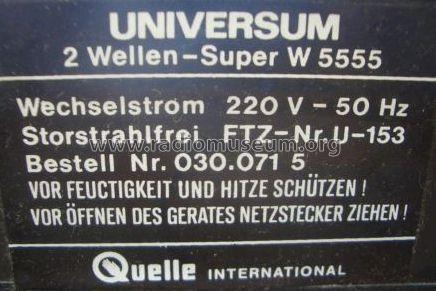 Universum 2 Wellen-Super W5555 Bestell Nr. 030.071 5; QUELLE GmbH (ID = 1069702) Radio