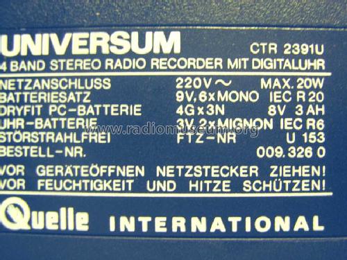 Universum 4 Band Stereo Radio Recoder mit Digitaluhr CTR 2391U Bestell.-Nr. 009.326 0.; QUELLE GmbH (ID = 2017162) Radio