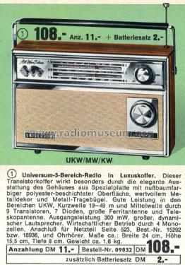 Universum All Wave de Luxe Bestell Nr. 09832 Japan 704; QUELLE GmbH (ID = 1962292) Radio