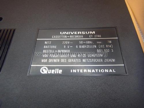 Universum Cassetten Recorder - Stereo Tape Deck CT 2746; QUELLE GmbH (ID = 2822325) R-Player