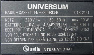 Universum CTR-2151; QUELLE GmbH (ID = 1046177) Radio