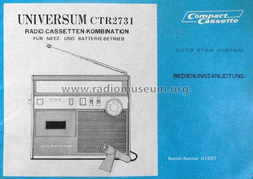 Universum Radio-Cassetten-Kombination CTR 2731 Bestell Nr. 01657; QUELLE GmbH (ID = 2274606) Radio