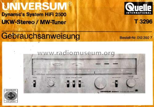 Universum Dynamic's System HiFi 2500 T3296 ; QUELLE GmbH (ID = 2829581) Radio