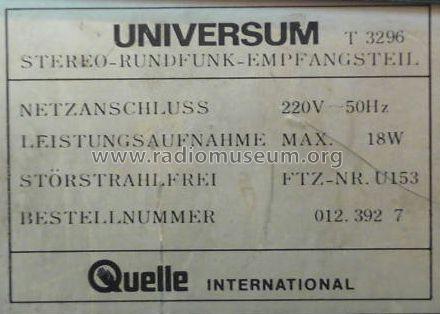 Universum Dynamic's System HiFi 2500 T3296 ; QUELLE GmbH (ID = 830486) Radio