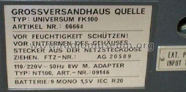 Universum FK100; QUELLE GmbH (ID = 197979) Fernseh-E