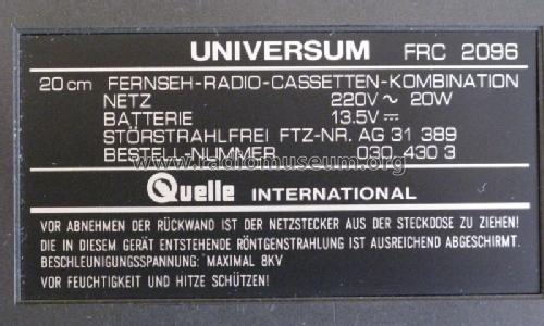 Universum FRC2096; QUELLE GmbH (ID = 976754) TV Radio