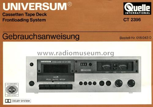 Universum HIFI Stereo Cassetten Tape Deck CT-2396; QUELLE GmbH (ID = 2827664) Reg-Riprod
