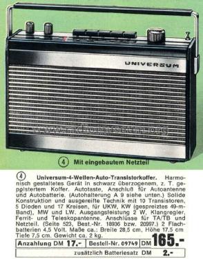 Universum Koffersuper TR982 Best. Nr. 09714; QUELLE GmbH (ID = 1962362) Radio