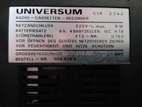 Universum Radio-Cassetten-Recorder CTR 2342; QUELLE GmbH (ID = 2281650) Radio