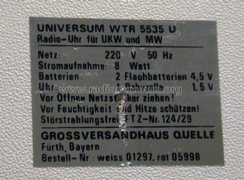 Universum-Radio-Wanduhr WTR5535U Bestell Nr. 01297 / 05998; QUELLE GmbH (ID = 2209089) Radio