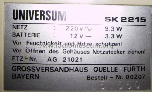 Universum SK-2215; QUELLE GmbH (ID = 905002) Television