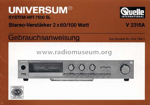Universum System HiFi 7500 SL V2315A; QUELLE GmbH (ID = 609467) Ampl/Mixer
