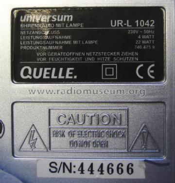 Universum UR-L1042 Produktnr.: 740.475 9; QUELLE GmbH (ID = 1824313) Radio